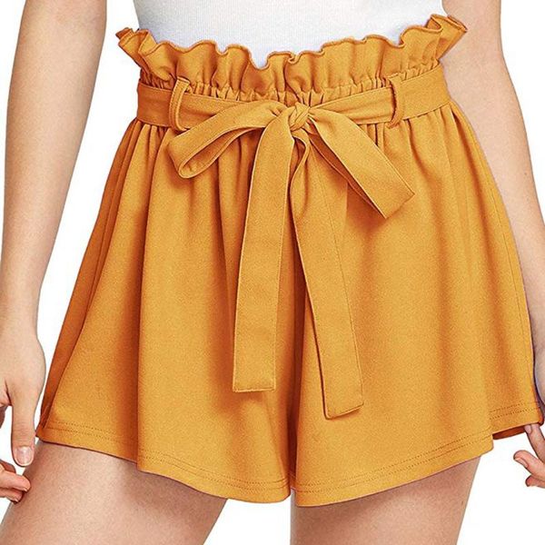 

2019 summer woman fashion shorts solid color bow-knot summer woman short pants clothing pantalones cortos de mujer, White;black