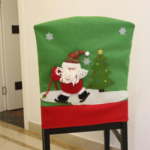

gift santa claus christmas chair cover set skiing style event xmas party christmas hat for chair dinner chairs corving set