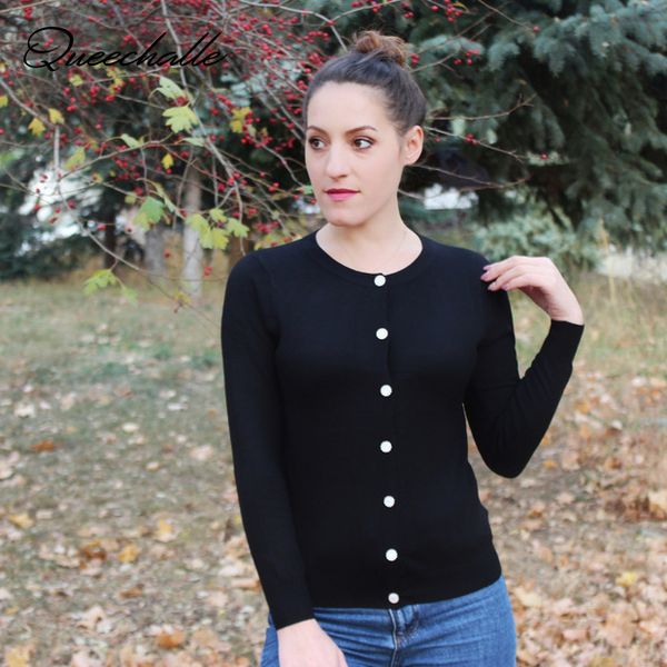 

queechalle 2020 spring autumn cardigan women casual long sleeve single breasted knitted cardigans female women sweater coat, White;black