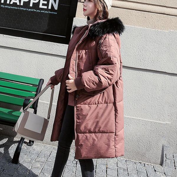 

2019 new korean version winter fur collar hooded jacket women large size thickening warm bat sleeve coat cc609, Tan;black