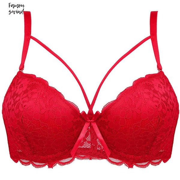 

7 мода кружева бюстгальтеры женщины регулируемые ремни проложенная underwire ультра тонкий бюстгальтер сексуальные цвета дамы лук зеленый br, Red;black