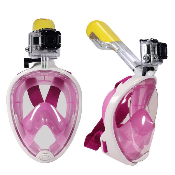 

brand underwater diving mask snorkel set swimming training scuba mergulho full face snorkeling mask anti fog for gopro camera