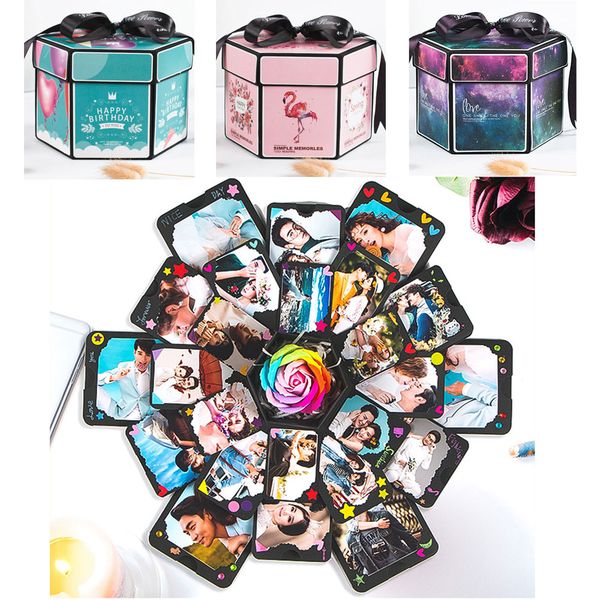

hexagon surprise explosion box diy handmade scrapbook p wedding gift box for valentine birthday anniversary gift boxes