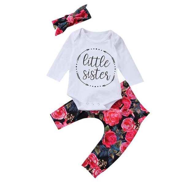 

fashion infant toddler kid baby girls floral clohtes set romper girl flower pants toddler outfits party princess clothing, White