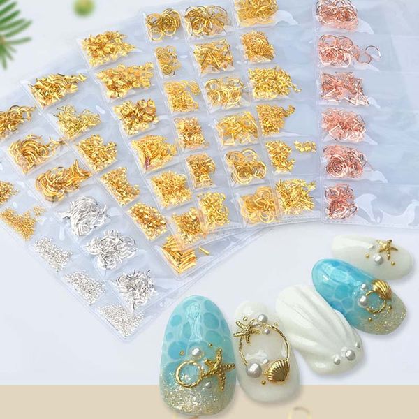 

1 pack mix gold nail rivet star moon pearl rhinestones design punk nail jewlery silver 3d art decoration for manicure, Silver;gold