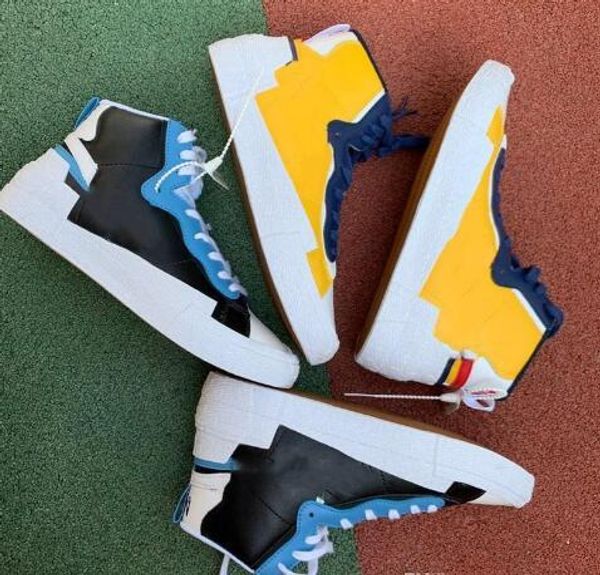 

sacai x blazer mid high white black legend blue with the dunk snow beach running casual shoes 32