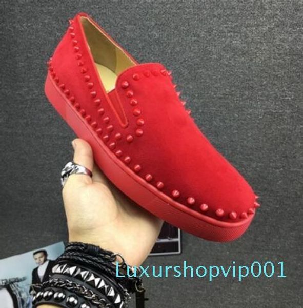 

luxury designer men casual pik pik spikes boat camo sneakers shoes red bottom loafers comfortable casual leisure flats,womens party 003, Black