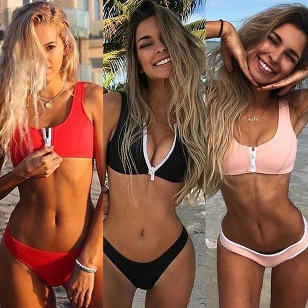 

women push-up padded bra bandage bikini set swimsuit triangle swimwear bathing, Black;white