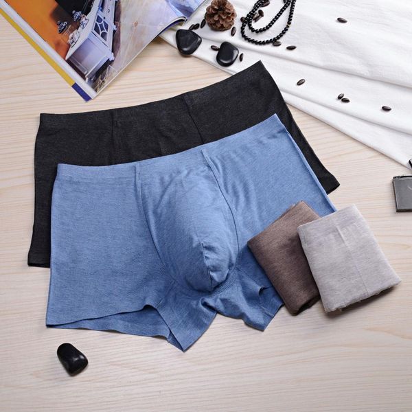 

men's underwear men's bamboo fiber panties solid color boxer, Black;white