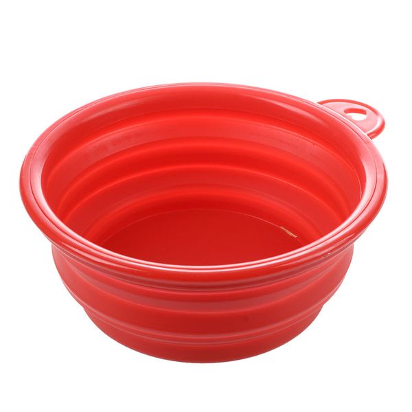 

dog pet travel silicone collapsible food water bowls,red