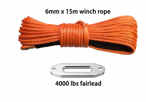 

4''x50' with 4000lbs fairlead atv winch line,off road rope,synthetic winch rope ,boat cable,utv acc