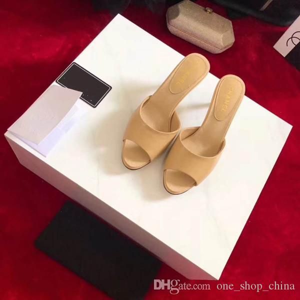 

women slipper designer shoes luxury summer fashion casual shoes sandals star platform pretty c high heel size 35-40 with box, Black