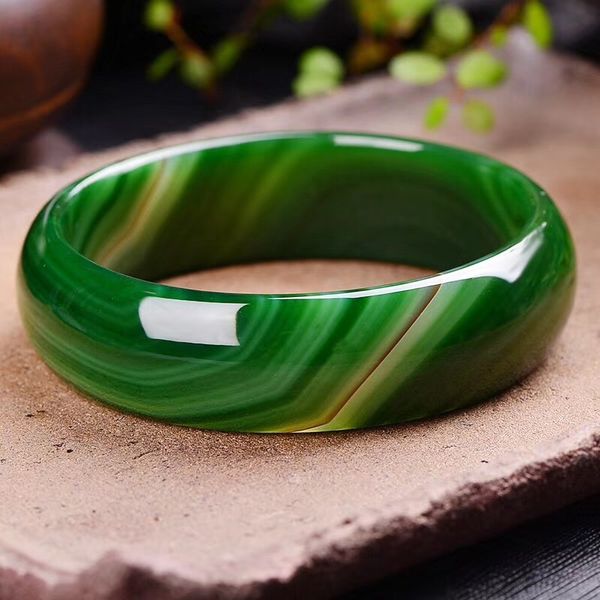 

natural handmade gree agate chalcedony bangle for women mosaic jade retro wishful decoration gree chalcedony jade bracelet, Black