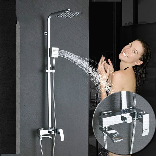 

Chrome bathroom rainfall hower faucet et bathtub mixer column bath hower tap waterfall hower head wall mounted