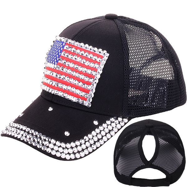 Nouveau Femmes Paillettes Strass Bling Chapeaux réglable Denim Casquette De Baseball Tennis