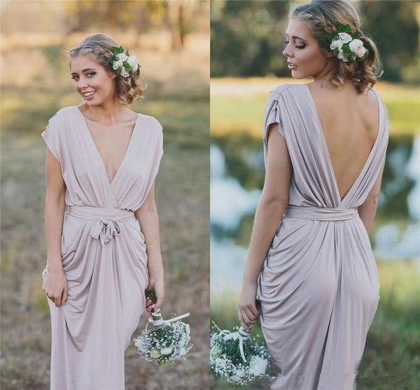 

sexy дееве bridemaid пла 2019 глђбокий v еи backless кладки длина пола maid еи пла н White;pink