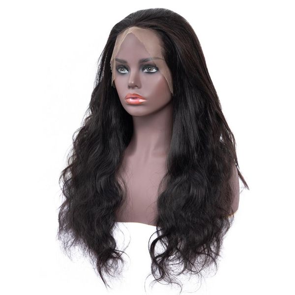 

13x4 lace front human hair wigs remy brazilian hair wig body wave lace front wigs pre plucked with baby hai, Black