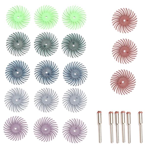 

18pcs 1inch radial bristle disc brush + 6 mandrel rotary adapter shank:3mm