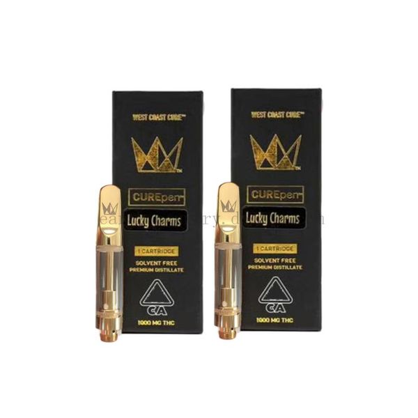 

West Coast Cure Pen Cartridges 1.0ml 0.8ml Ceramic Carts CUREpen Thick Oil Tank 510 Thread Gold Empty Vape Cartridges Packaging