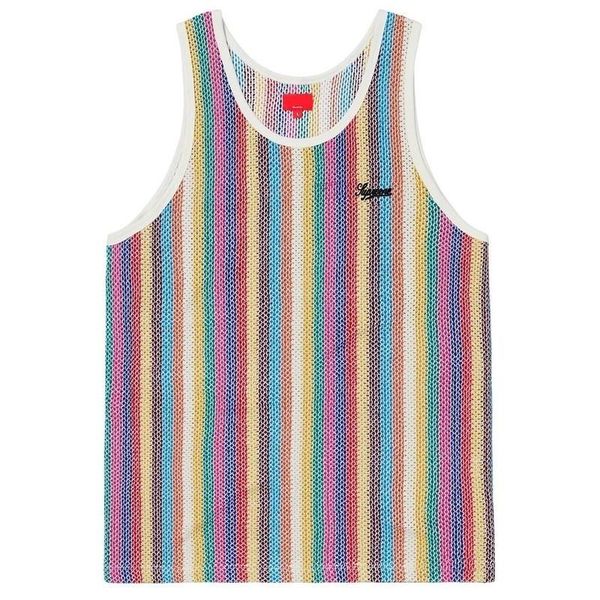 

box logo 19ss knit stripe tank summer cool mesh vest fashion embroidery letter men women street skateboard cool sleeveless hfsstx005, White;black