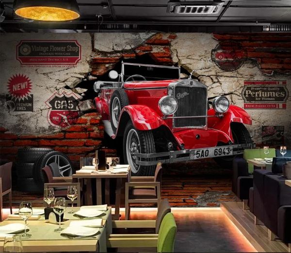 

custom wallpaper murals 3d stereo retro vintage car car broken wall restaurant l background wall mural 3d wallpaper for wall