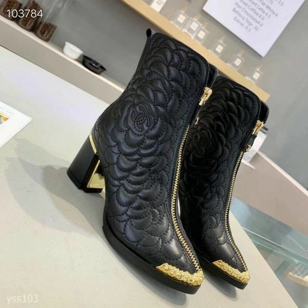 

2020 european station casual custom mid heeled genuine leather shoes women sneaker ankle boot ankle boots, Black