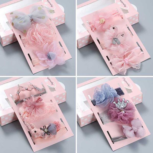 

3pcs/set lace baby headband bows flower elastic kids headbands hair bands for girls toddler turban baby hair accessories, Slivery;white