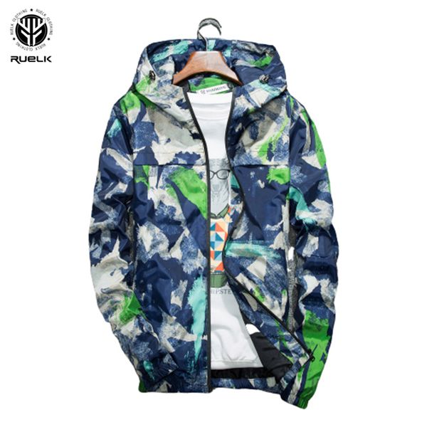 

ruelk 2020 весна и осень мужская мода повседневная камуфляжная куртка с капюшоном мужская куртка с длинными рукавами прохладная ветровка m-4, Black;brown