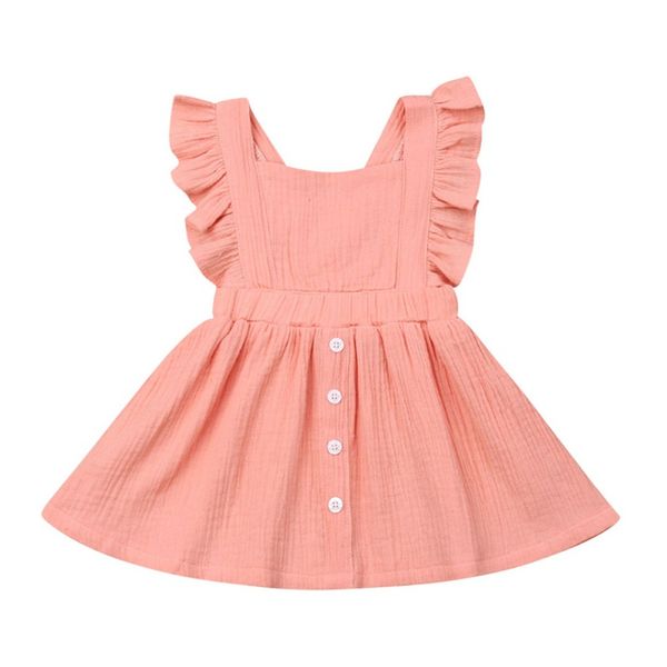 

cute kids baby girl dresses clothing cute sleeveless ruffle sleeve dress princess clothes girls outfits solid summer dress 1#25a, Red;yellow