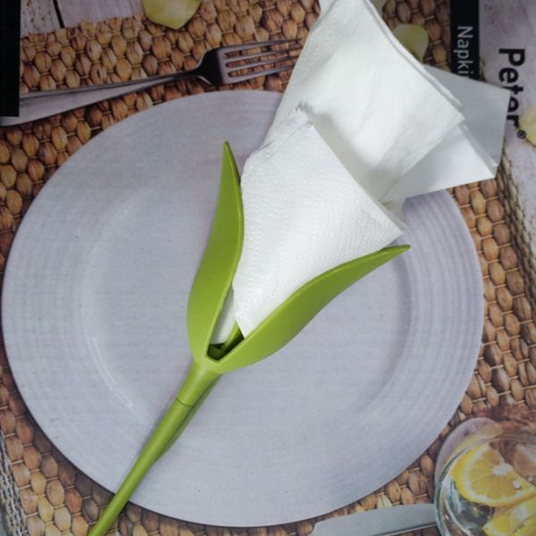 

10pcs/set diy napkin clip table restaurant party decor napkin paper rose plastic flower branch serviette holder rack