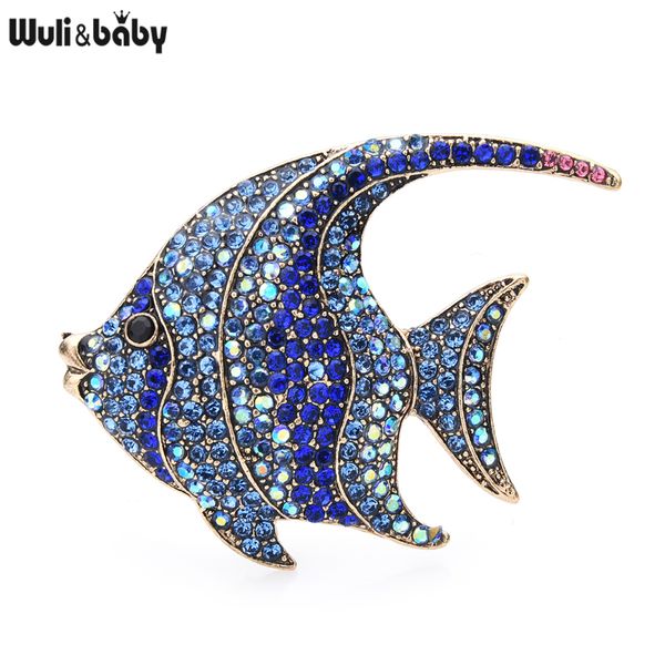 

wuli&baby sparkling rhinestone fish brooches women metal 3-color flat fish office casual brooch pins gifts, Gray