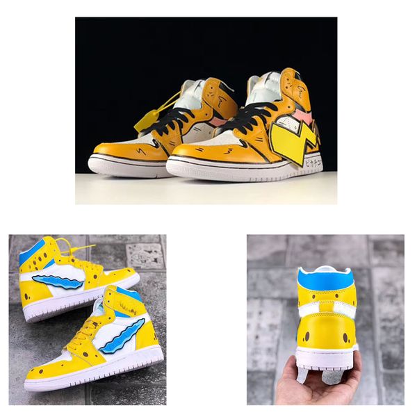 

высокое качество 1s 1 желтый эльф pocachu мужчины женщины баскетбол обувь кирие 2 спортивная обувь размер 5.5-11
