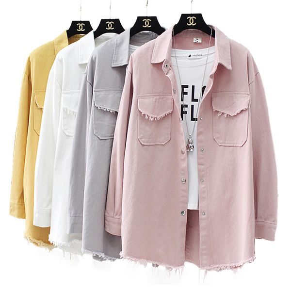

women's jackets 2021 spring autumn winter women denim boyfriend jean coat long sleeves outwear single breasted casual jacket r926, Black;brown