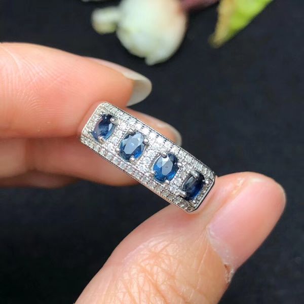 

natural sapphire ring, simple style, sri lanka sapphire, ladies ring, 925 silver custom number, Golden;silver