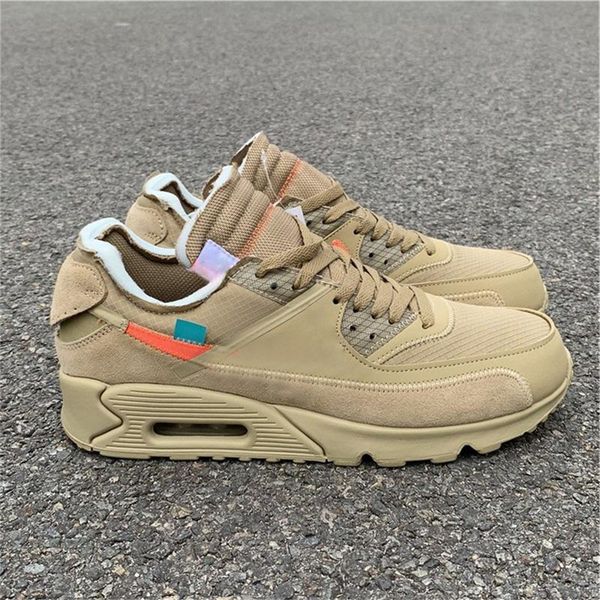 

2019 Authentic Air Off 90 Desert Ore Hyper Jade Bright Mango White Suede Running Shoes AA7293-200 AA7293-001 Man Sneakers With Box
