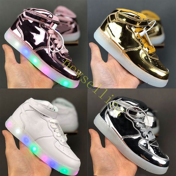 

принудительные 1 mid wb ребёнки белый черный золотой свет обувь спорт boots дети light up обувь кроссовки детская обувь полуботинки, Black;grey