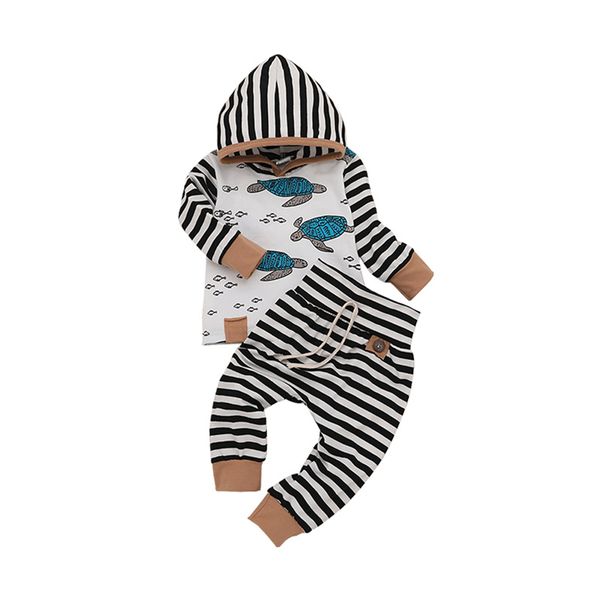 

toddler baby boys girls cotton hoodie striped long pants legging outfits, White