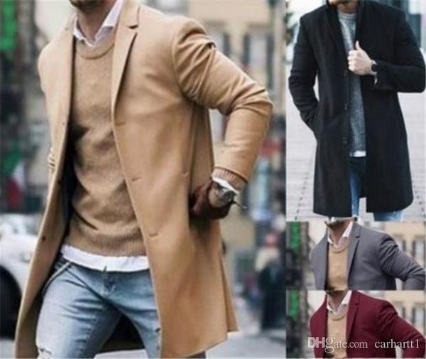 

сплошной цвет mens конструктора пальто нагрудные шеи длинным рукавом мужчины шерстяное пальто моды street style мужская cclothing, Black