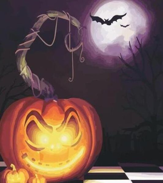 

halloween evening - paint by numbers kits for adults diy canvas painting art diy picture diy oil painting by numbers hand made paint