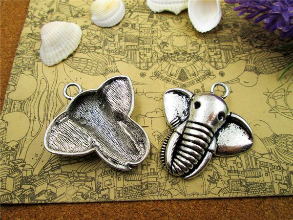 

6pcs-- 43*41mm antique silver huge size head of elephent one side charms pendant jewelry findings, Bronze;silver