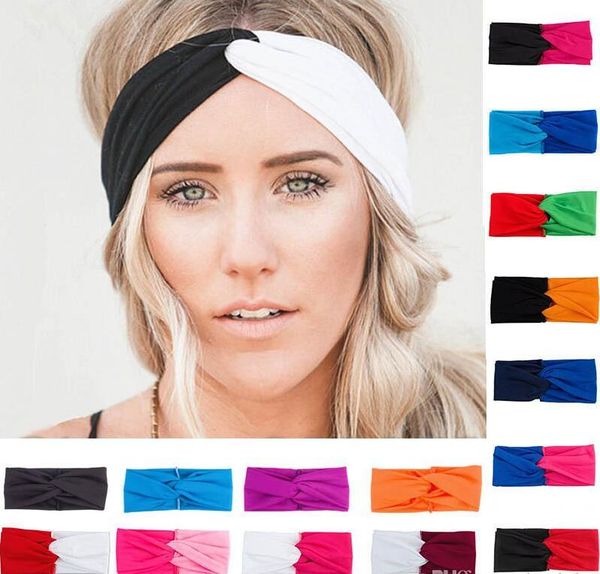 

scrunchine headband women splice headbands cross sports yoga hairband bohemian headwear cotton pony tails holder hair accessories zlsk47, Slivery;white