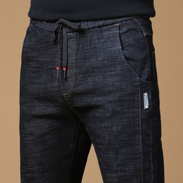 

2019 new brand long full trousers jeans men cotton fabric clothing male causal solid blue gary pants mens