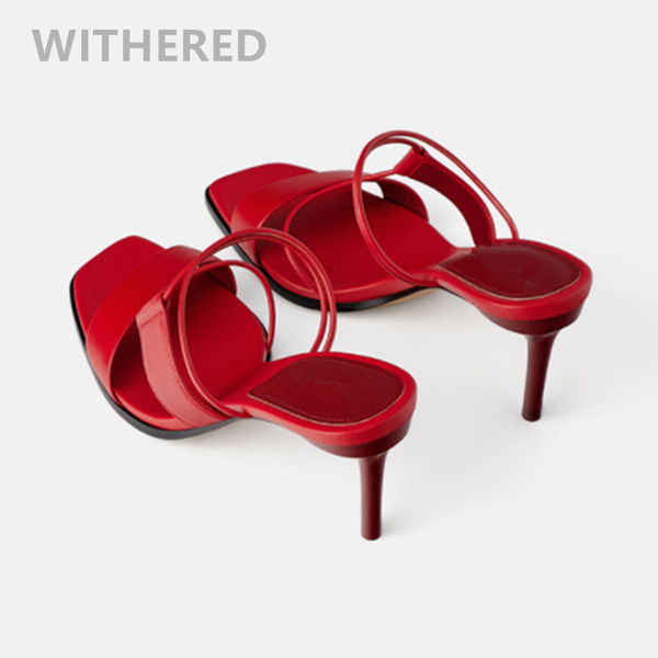 

withered 2020 ins fashion blogger high street red color high heels stiletto sandals women shoes woman women shoes sandals, Black