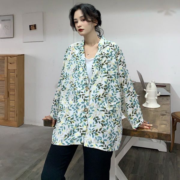 

spinning shirt student air tunic tide plus size women's jacket floral printed long sleeve spring women coats and jackets outwear, White;black