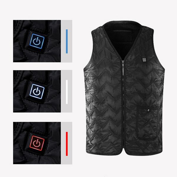 

5v usb electric heated winter warm vest men women heating coat jacket skiing vest optional size, Black