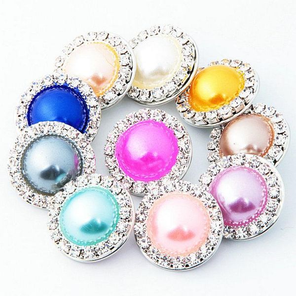 

mix colors rhinestone 18mm pearl snap button wholesale charm button ginger snaps jewelry diy making