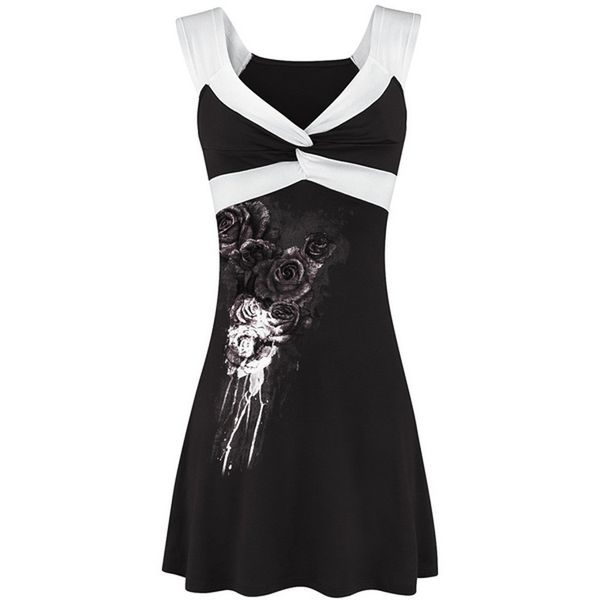 

charming crop women's deep v-neck sleeveless flower print cross girl summer vest pullover clothes roupas feminina, White