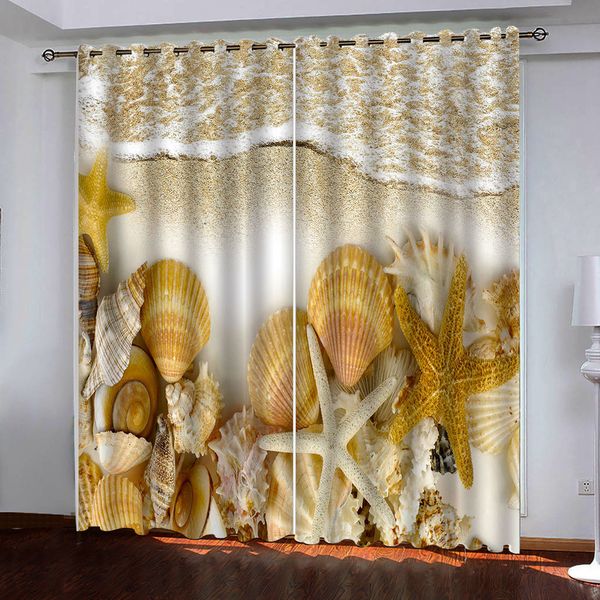 

3d custom beach shell starfish p curtain for living room bedroom kitchen kids room curtain blackout window curtain 3d