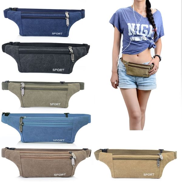 

thinkthendo fashion men's canvas waist pack bag pouch belt travel hip zipper pocket