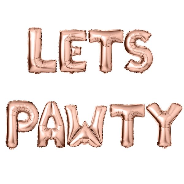 

9pcs 16'' foil balloons cute letter lets pawty party balloon decor balloon for pet dogs cats birthday party decoration